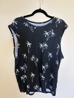 NWT Men’s Black Palm Tree Print Sleeveless Tank Top Size L